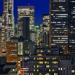 A city with many tall buildings.