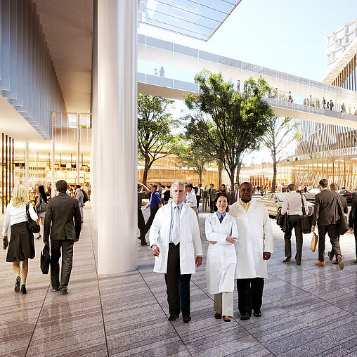 A group of people in white coats.