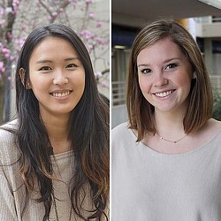 A couple of women smiling.