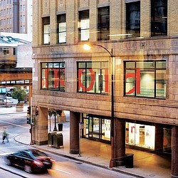 A building with a sign on it.