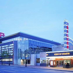 A building with a tower.