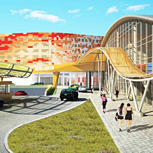 A building with a curved roof.