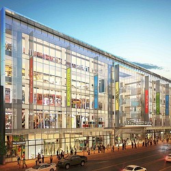 A large building with many windows.