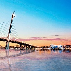 A bridge over water.