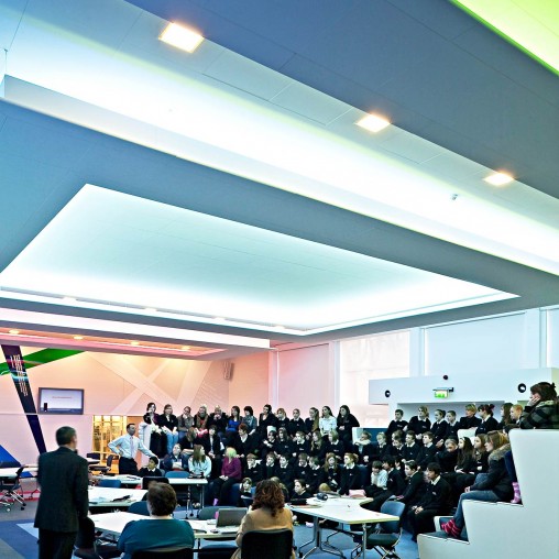 A group of people in a room.