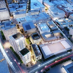 Aerial view of a city.