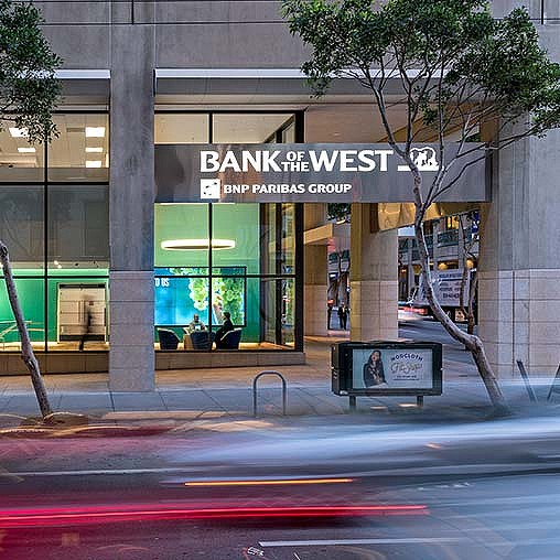 A building with a sign on the front.