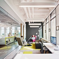 A few people in an office.