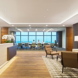 A room with chairs and a table.