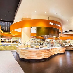 A large display of food.