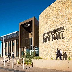 A building with a sign on it.