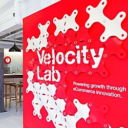 A red sign with white text.