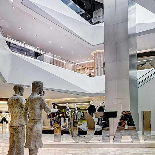 A group of statues in a building.