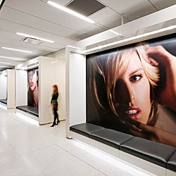 A person looking at a mirror.