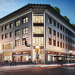 A large building with many windows.