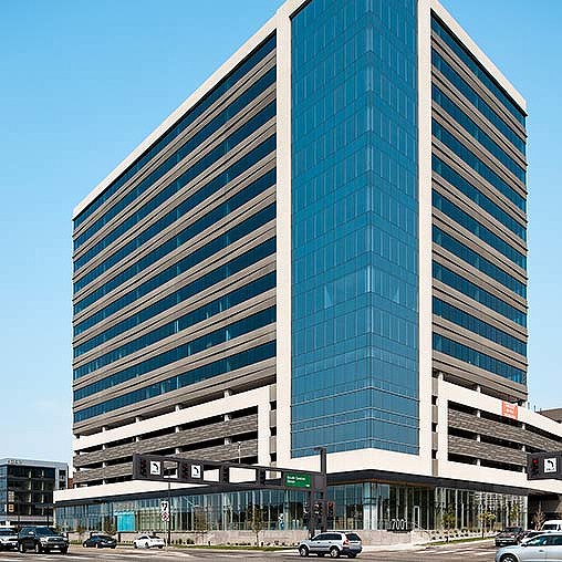 A large building with many windows.