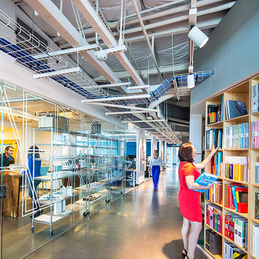 A person in a library.