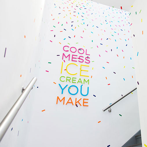 Cool Mess Ice Cream You Make sign with sprinkle design.