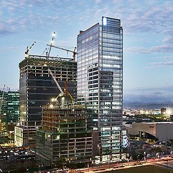 A tall building under construction.