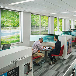 A few men sitting at a table.