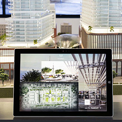 A collage of a building.