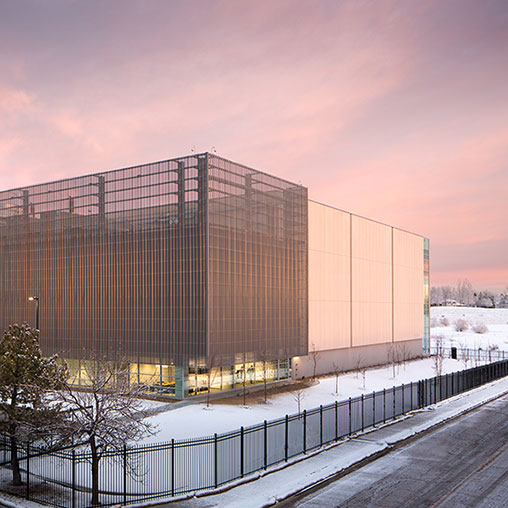 A building with a fence around it.