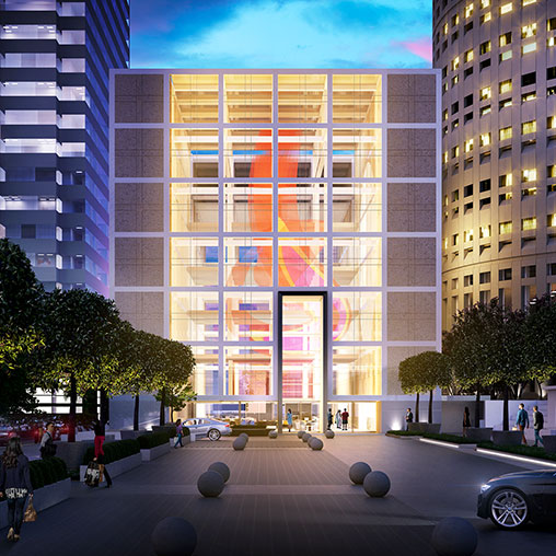 A large building with many windows.