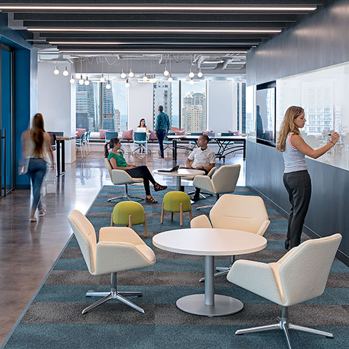 A group of people in a room.