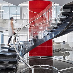 A person walking in a building.