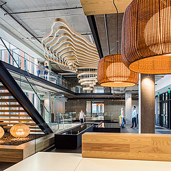 A group of people inside a building.