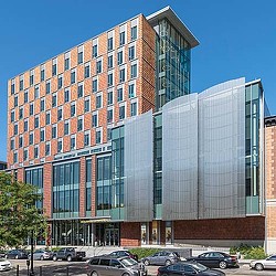 A large building with many windows.