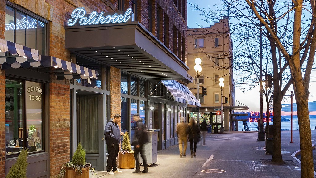 People walking on a street.