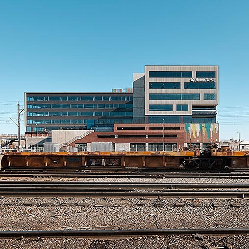 A train on the railway tracks.