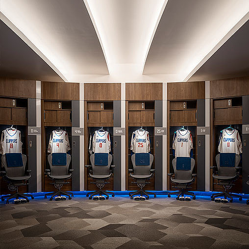 A group of chairs in a room.