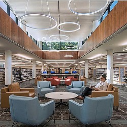 A person sitting in a lounge.