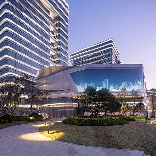 A building with glass walls.
