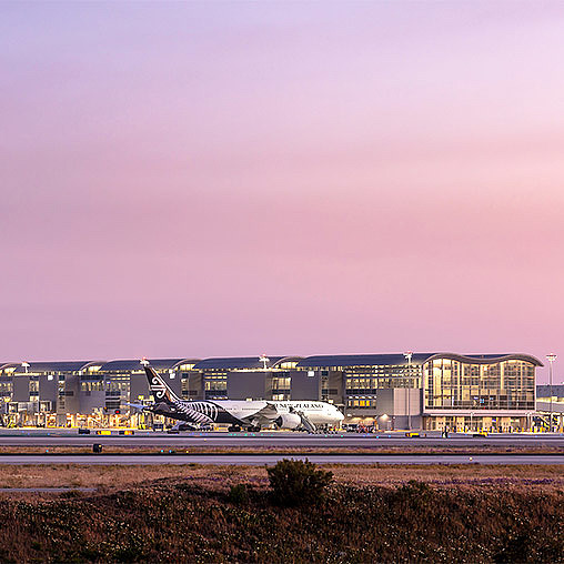 A plane on the runway.
