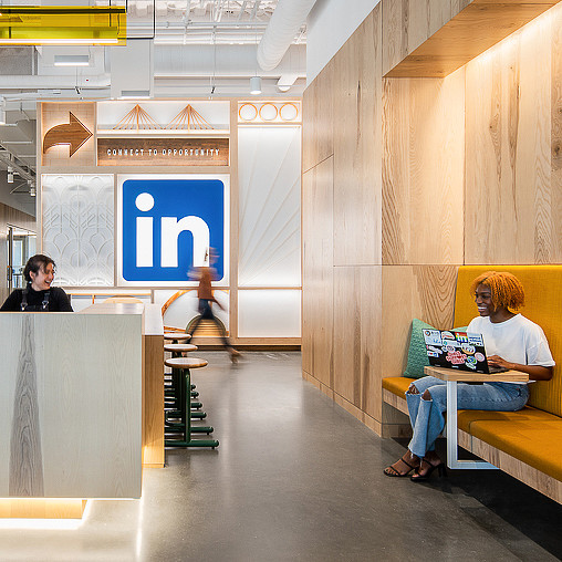 LinkedIn Omaha cafe-style seating.