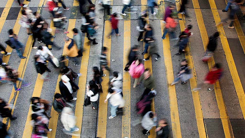 A group of people on a street.