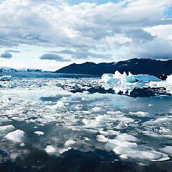 An iceberg in the water.