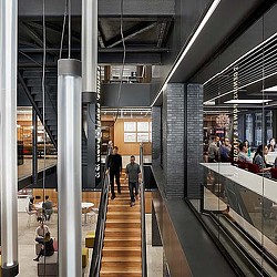 People walking in a building.