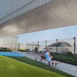 A person sitting on a bench.