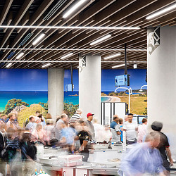 A group of people sitting at a table.