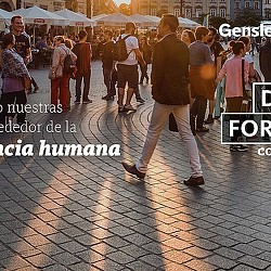 A person walking on a sidewalk.