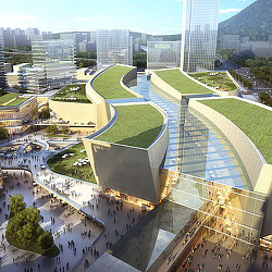 A high angle view of a building.