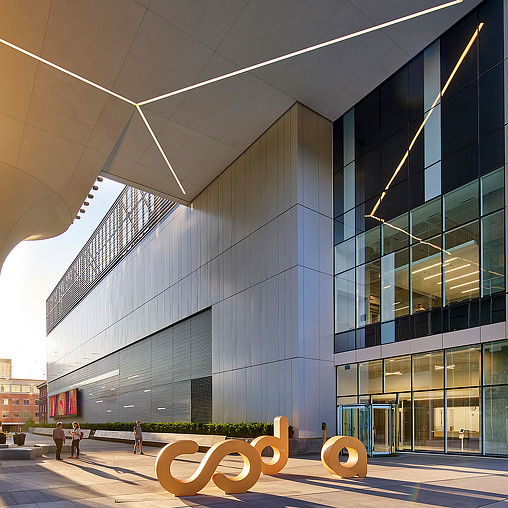 A building with glass walls.