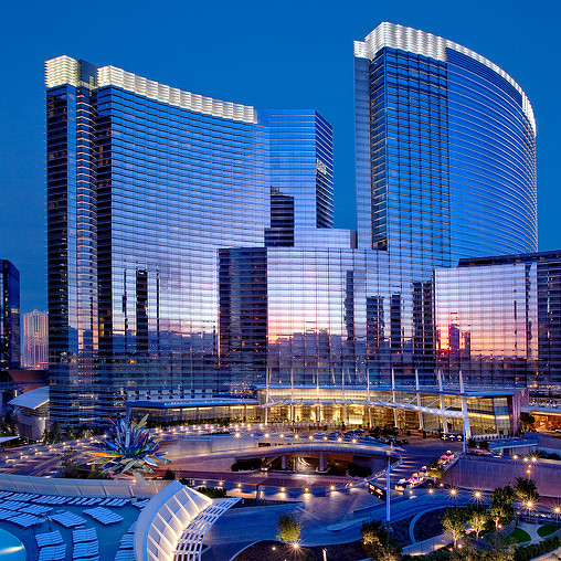A city with tall buildings.