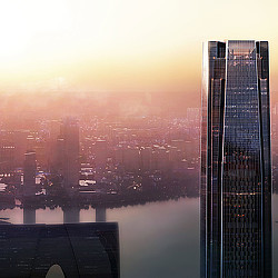 A view of a city and some water.