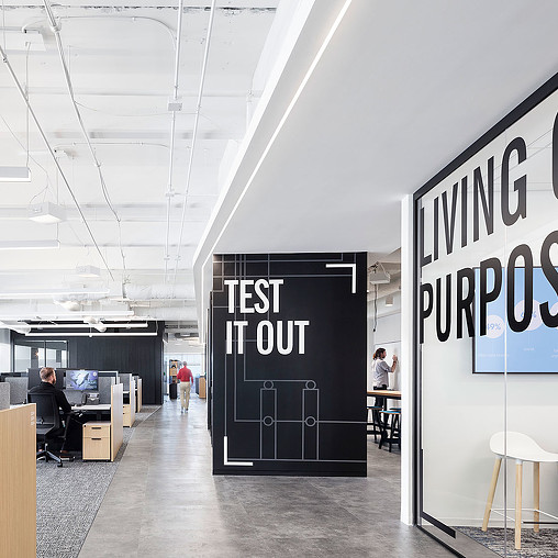 A large black box in a building.