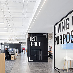 A large black box in a building.